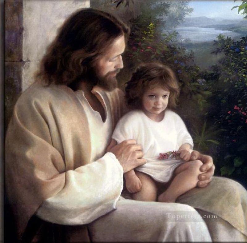 Jésus et enfant Religieuse Christianisme Peintures à l'huile